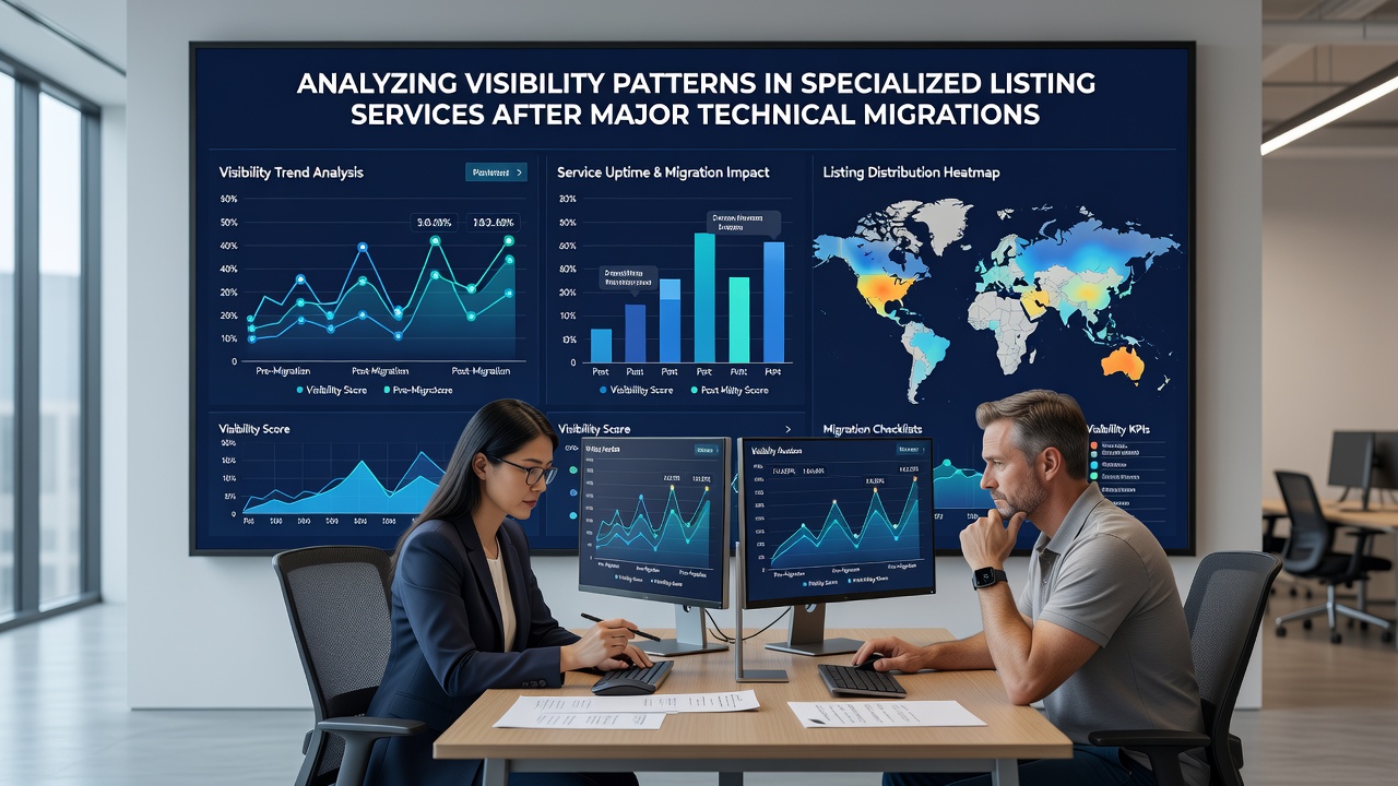 Chart displaying comparative visibility data from specialized listings pre and post migration events